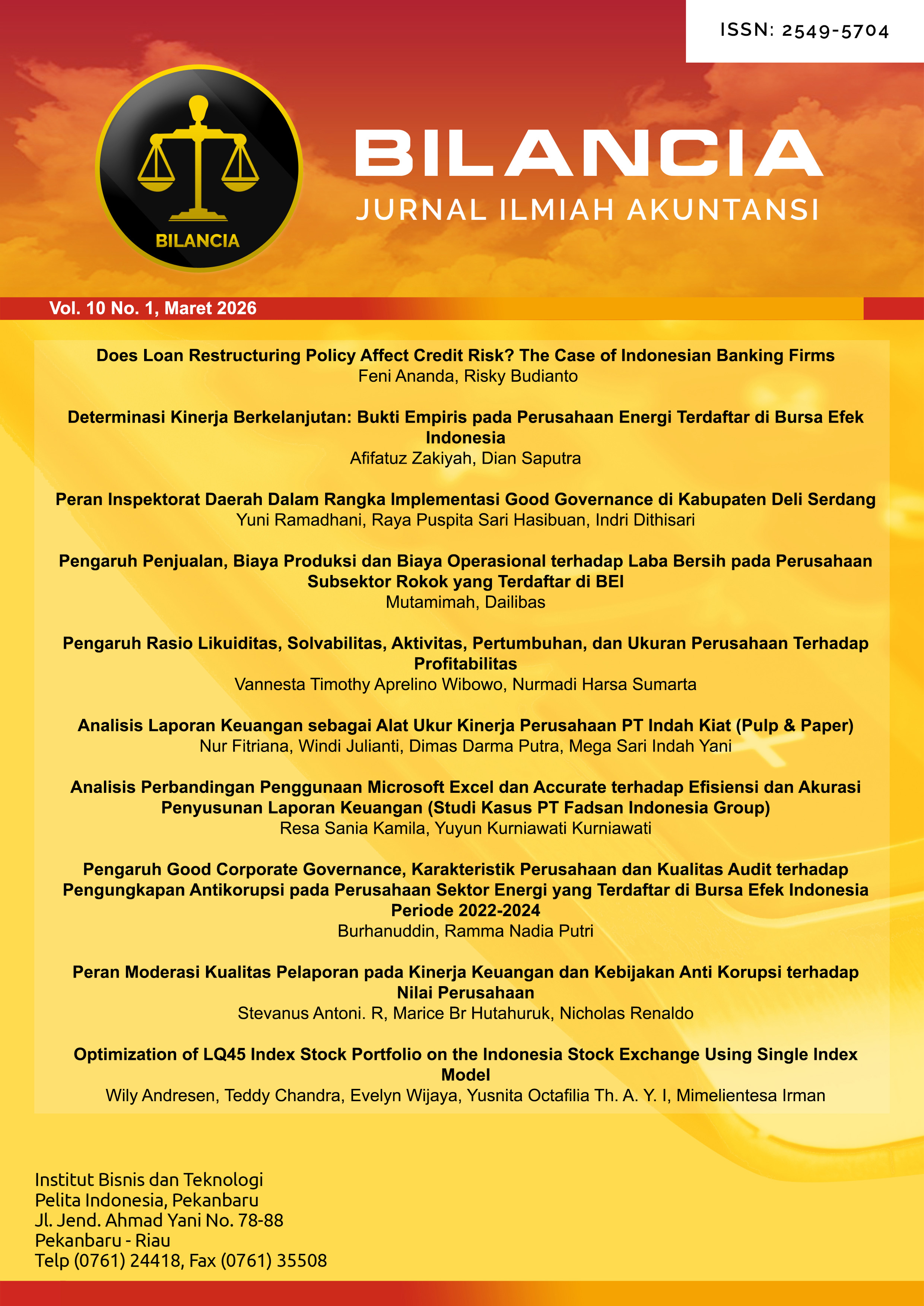 					View Vol. 10 No. 1 (2026): Bilancia : Jurnal Ilmiah Akuntansi
				