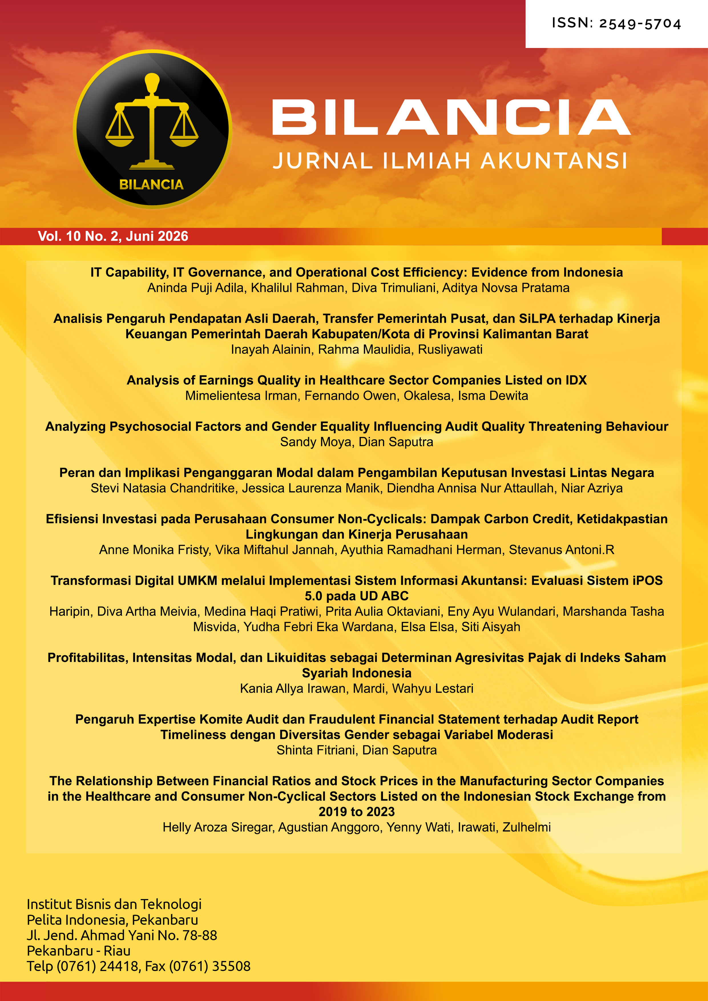 					View Vol. 10 No. 2 (2026): Bilancia : Jurnal Ilmiah Akuntansi
				